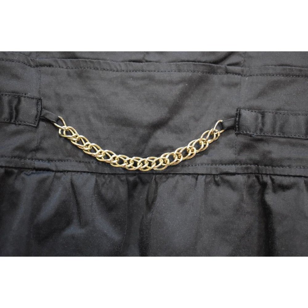 Women's Forever 21 Black Sateen Fitted Jacket Gold Chain Peplum Waist L - Picture 4 of 7